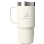 Tazza termica con coperchio antirovesciamento e doppia parete 473ml Stanley color beige vista con logo stampato 2