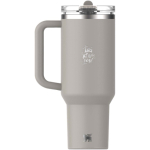 Bicchiere termico Stanley da 1,18 L con cannuccia richiudibile antigoccia color grigio vista con logo stampato 2
