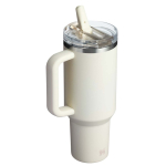 Bicchiere termico Stanley da 1,18 L con cannuccia richiudibile antigoccia color beige seconda vista posteriore