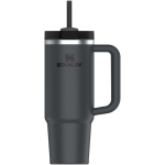 Bicchiere termico Stanley da 890 ml con coperchio girevole e cannuccia riutilizzabile color nero seconda vista frontale