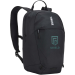 Zaino compatto Thule da 12 L per l'uso quotidiano con dettagli riflettenti color nero vista con stampa in transfer
