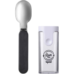 Cucchiaio pieghevole con custodia protettiva senza BPA Mepal color nero vista con stampa tampografica