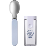 Cucchiaio pieghevole con custodia protettiva senza BPA Mepal color blu vista con stampa tampografica