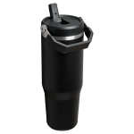 Bicchiere termico Stanley 890ml con cannuccia pieghevole antigoccia color nero seconda vista posteriore