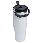 Bicchiere termico Stanley 890ml con cannuccia pieghevole antigoccia color bianco seconda vista posteriore