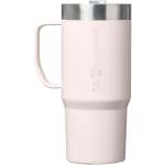 Tazza termica in acciaio inox con coperchio anti-schizzo 710ml Stanley color rosa chiaro vista con logo stampato 2