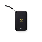 Powerbank solare pieghevole con ricarica rapida Nordic Drift Titan 10000mAh color nero vista con logo