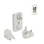 Caricatore piatto ultrafine con spine da viaggio e USB-C 65W color bianco vista area di stampa