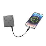 Power bank magnetico ecologico con ricarica wireless 15W 5000 mAh color nero quinta vista