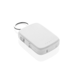 Power bank portachiavi ecologico con cavi integrati 2000 mAh color bianco