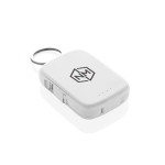 Power bank portachiavi ecologico con cavi integrati 2000 mAh color bianco vista con logo