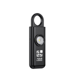 Allarme personale intelligente con luce e ricarica USB-C 150 dB color nero vista area di stampa