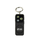 Allarme personale compatto ricaricabile via USB-C con luce LED 150 dB color nero vista area di stampa