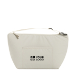 Borsa termica con tracolla regolabile e tasca frontale 8L color beige vista area di stampa