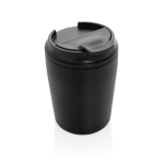 Tazza termica in plastica per caffè con coperchio antigoccia 220 ml color nero