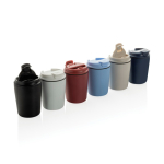 Tazza termica in plastica per caffè con coperchio antigoccia 220 ml color nero vista generale
