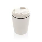 Tazza termica in plastica per caffè con coperchio antigoccia 220 ml color bianco