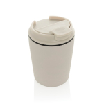 Tazza termica in plastica per caffè con coperchio antigoccia 220 ml color beige