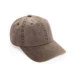 Cappellino a 6 pannelli effetto lavato in cotone riciclato 270 g/m² color marrone