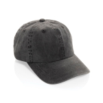 Cappellino a 6 pannelli effetto lavato in cotone riciclato 270 g/m² color nero