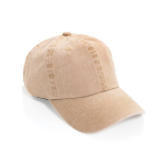 Cappellino a 6 pannelli effetto lavato in cotone riciclato 270 g/m² color beige