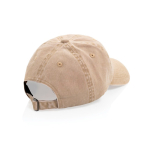 Cappellino a 6 pannelli effetto lavato in cotone riciclato 270 g/m² color beige seconda vista