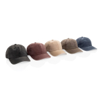 Cappellino a 6 pannelli effetto lavato in cotone riciclato 270 g/m² color beige vista generale