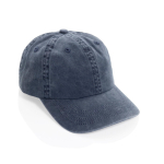 Cappellino a 6 pannelli effetto lavato in cotone riciclato 270 g/m² color blu mare