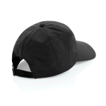 Cappellino a 5 pannelli in nylon riciclato leggero e traspirante color nero quarta vista