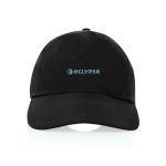 Cappellino a 5 pannelli in nylon riciclato leggero e traspirante color nero vista con logo