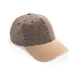 Cappellino bicolore in cotone a 6 pannelli con chiusura regolabile 270 g/m² color marrone
