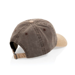 Cappellino bicolore in cotone a 6 pannelli con chiusura regolabile 270 g/m² color marrone seconda vista