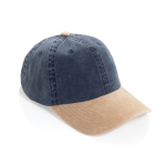 Cappellino bicolore in cotone a 6 pannelli con chiusura regolabile 270 g/m² color blu mare