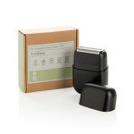 Rasoio portatile ricaricabile con schermo e blocco da viaggio color nero vista con scatola