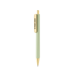 Penna ergonomica a tre lati soft touch con inchiostro blu color verde vista area di stampa