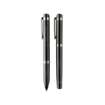 Set da scrittura in metallo Swiss Peak con penna a sfera e roller, inchiostro blu color nero vista area di stampa