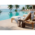 Borsa da spiaggia in tela riciclata con finitura lavata 400 g/m² color marrone vista ambiente