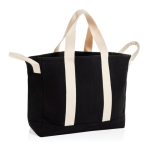 Borsa da spiaggia in tela riciclata con finitura lavata 400 g/m² color nero