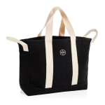 Borsa da spiaggia in tela riciclata con finitura lavata 400 g/m² color nero vista con logo