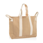 Borsa da spiaggia in tela riciclata con finitura lavata 400 g/m² color beige