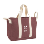 Borsa da spiaggia in tela riciclata con finitura lavata 400 g/m² color marrone scuro vista area di stampa