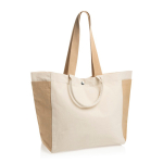 Borsa shopper-weekender in tela riciclata, capacità 18 L, 400 g/m² color bianco sporco