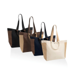 Borsa shopper-weekender in tela riciclata, capacità 18 L, 400 g/m² color bianco sporco vista generale
