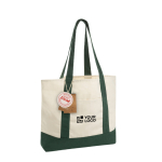 Borsa tote in cotone riciclato con design messaggio 20 L 350 g/m² color verde vista area di stampa
