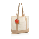 Borsa tote in cotone riciclato con design messaggio 20 L 350 g/m² color bianco sporco