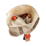 Borsa tote in cotone riciclato con design messaggio 20 L 350 g/m² color bianco sporco terza vista
