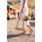 Borsa tote in cotone riciclato con design messaggio 20 L 350 g/m² color bianco sporco vista ambiente