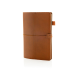 Taccuino A5 ricaricabile in PU con tasche e chiusura elastica, fogli a righe color marrone