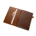 Taccuino A5 ricaricabile in PU con tasche e chiusura elastica, fogli a righe color marrone terza vista