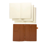 Taccuino A5 ricaricabile in PU con tasche e chiusura elastica, fogli a righe color marrone sesta vista